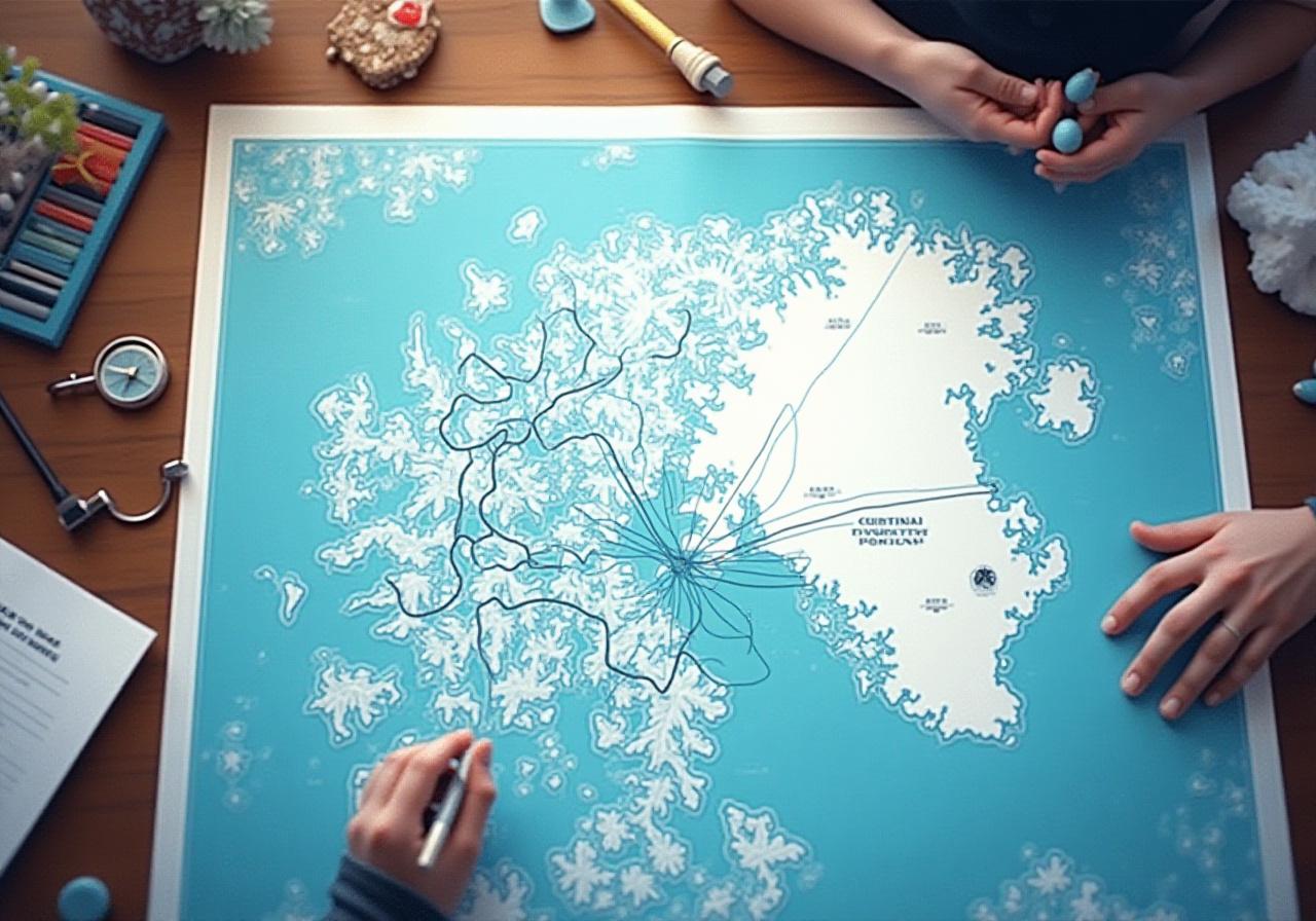 Custom expedition planning with polar maps and routes